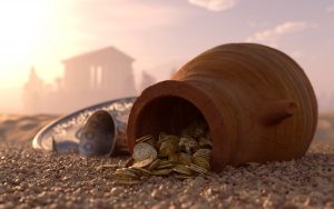 Hän menee kävelylle metsään ja löytää neljä maljakkoa, joiden sisällä on sulttaanin hallintokauden hopeinen aarre.